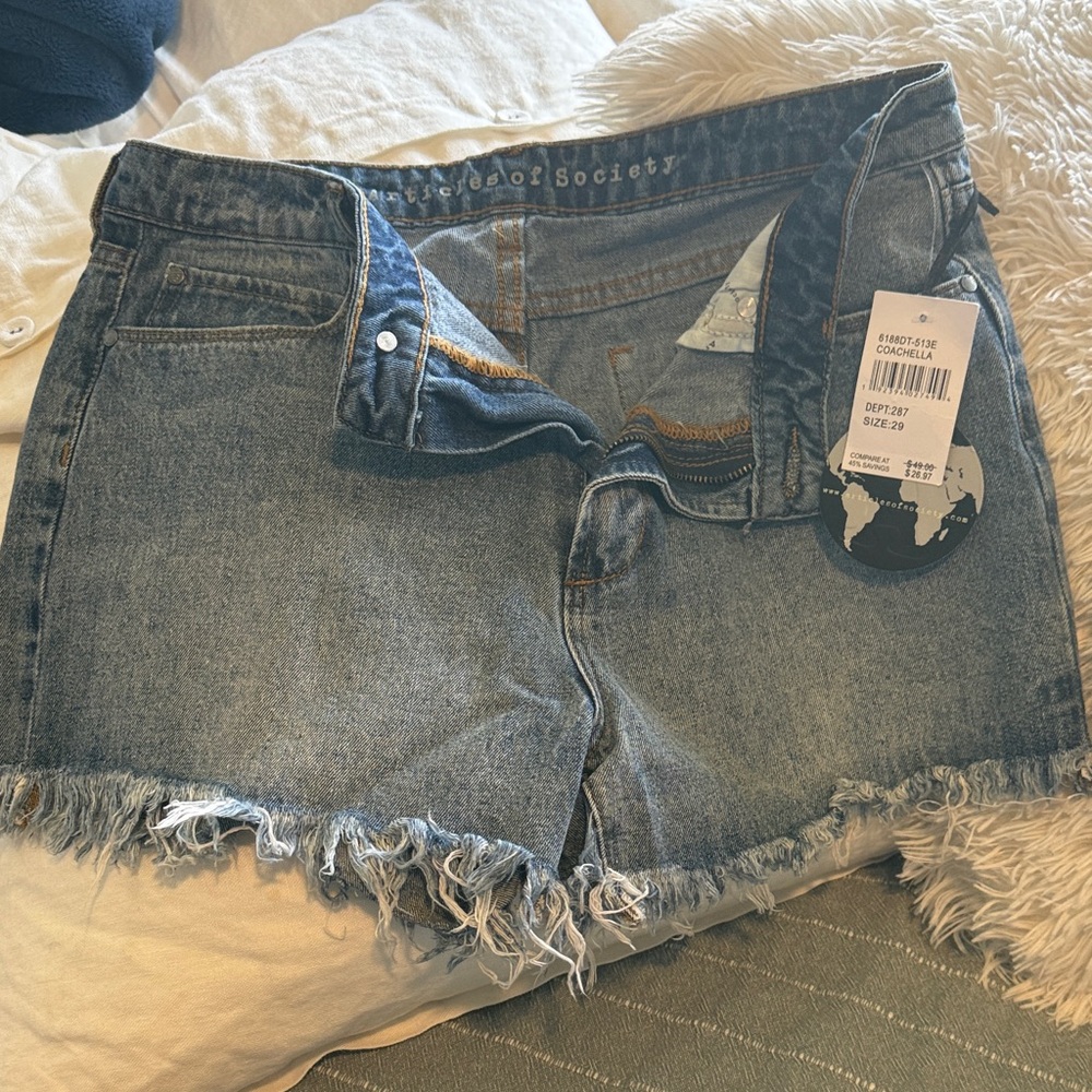Society Women's Frayed Hem Denim Shorts